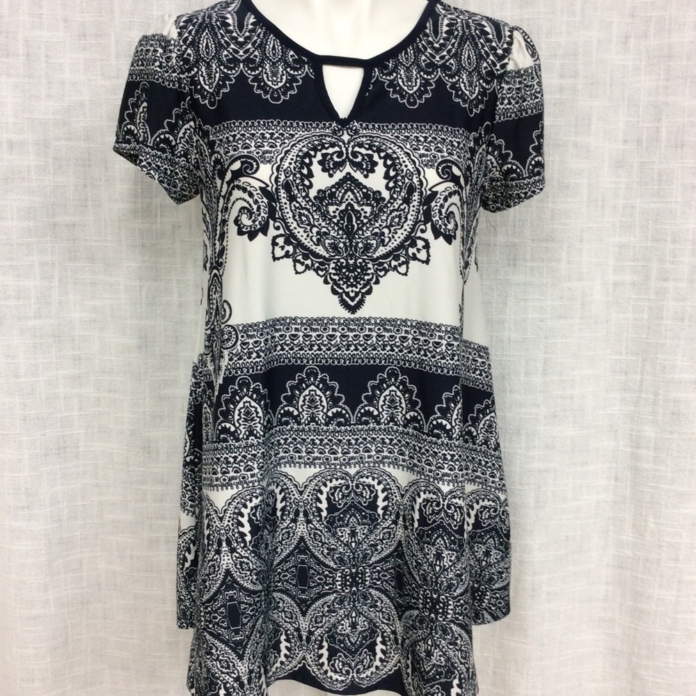 New Directions Navy and White Size Small Dress